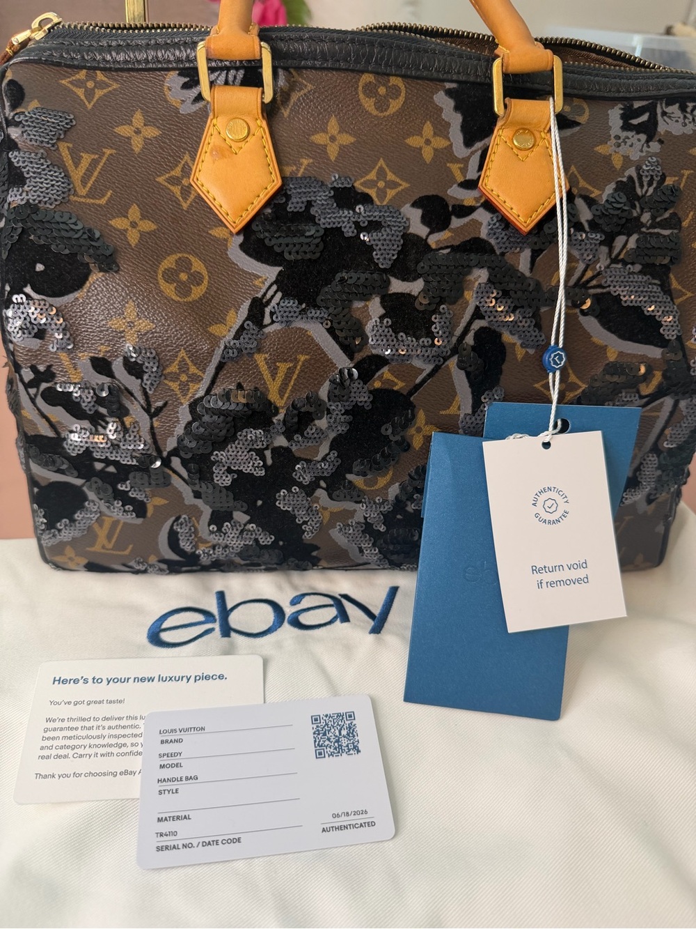 Louis Vuitton Limited Edition Monogram Fleur de Jais Speedy 30 eBay COA *Rare* - Picture 2 of 13